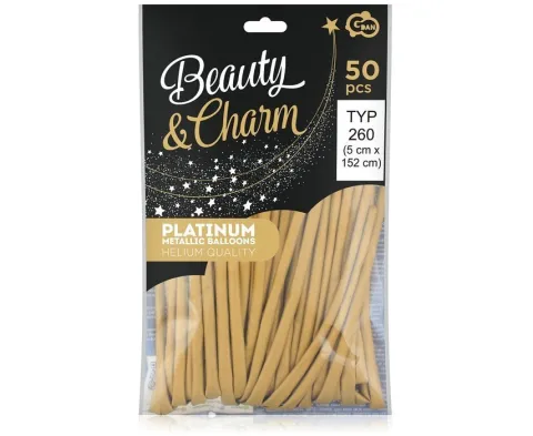 Balony do modelowania Chrome platynowe 260Q Beauty&Charm 50 szt. złote lub srebrne