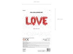 Balony foliowe litery czerwone, napis LOVE 140 x 35 cm