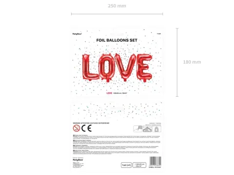 Balony foliowe litery czerwone, napis LOVE 140 x 35 cm