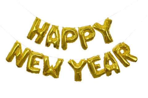 Balony foliowe napis Happy New Year 40cm Sylwester