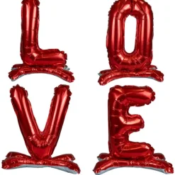 Balony foliowe stojące czerwone, napis LOVE