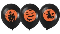 Balony gumowe Halloween nadruk 12 cali 5 szt. mix