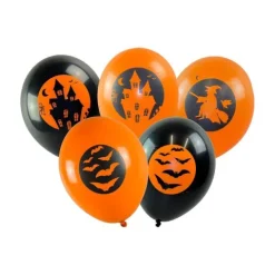 Balony gumowe Halloween nadruk 12 cali 5 szt. mix