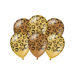 Balony gumowe Safari Lampart, cętki 12 cali zestaw 6 sztuk