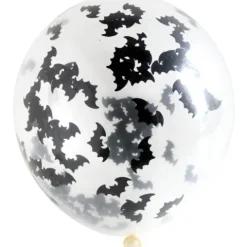 Balony gumowe z konfetti nietoperze 30 cm 4 szt.