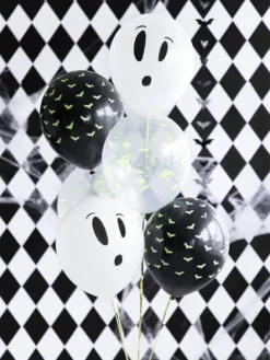 Balony Halloween świecące UV, BOO! mix 3 szt.