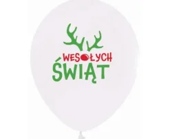 Balony lateksowe WESOŁYCH ŚWIĄT Rogi Renifera 12 cali 5 szt.