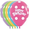 Balony Sempertex Happy Birthday Kropki 12'' 12 szt 5 kolorów