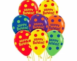 Balony Sempertex Happy Birthday Kropki Kolor 12'' 50 szt 5 kolorów