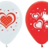 Balony Sempertex Serca w kropki 12'' 50 szt Biało-czerwone
