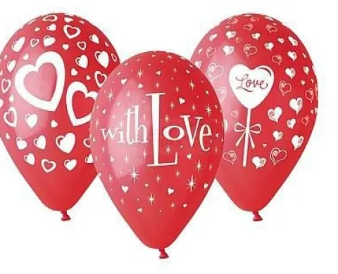 Balony serca nadruk 12'' 25 szt