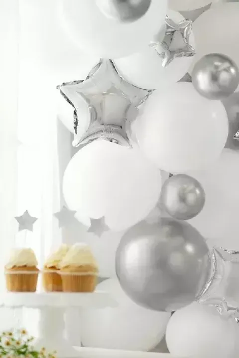 Balony srebrne Chrome Shiny - Glossy balloons 46 cm 5 szt.