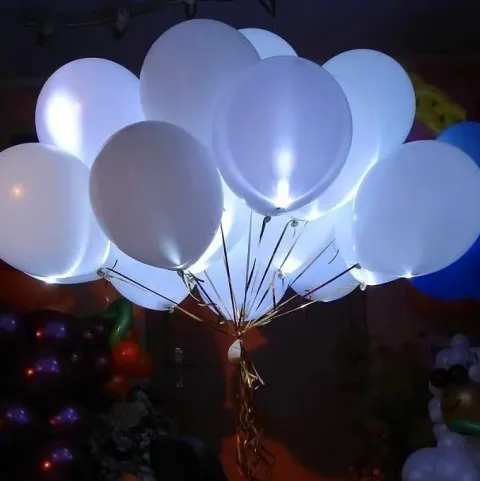 Balony świecące LED zestaw BIAŁE mix 30 cm 5 szt.