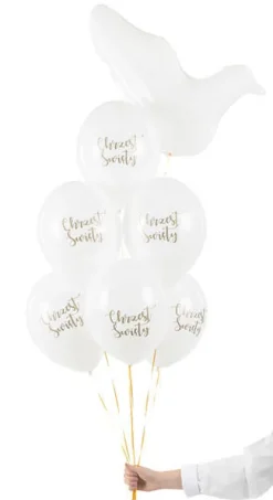Balony białe pastelowe CHRZEST ŚWIĘTY 12 cali 1 szt.