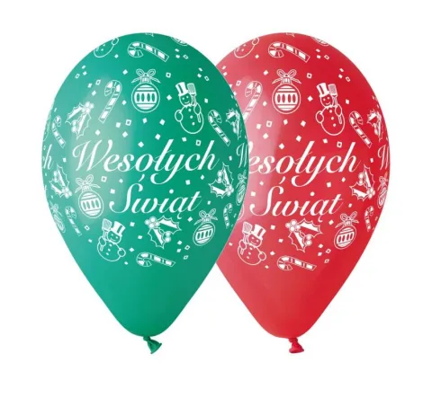Balony Gemar Wesołych Świąt 12 cali 5 szt