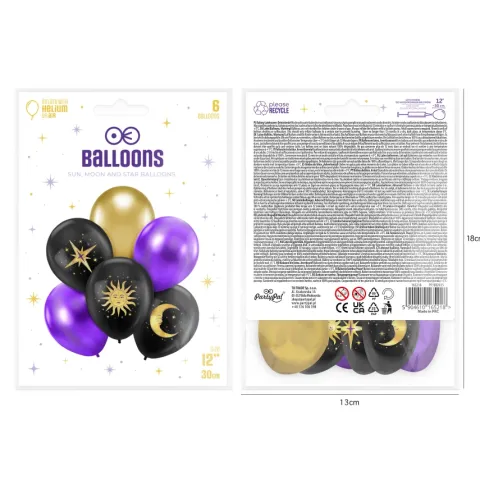 Balony gumowe Andrzejki Wróżki Magia 6 szt.