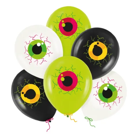 Balony gumowe Halloween Oczy Oko 12 cali zestaw 6 szt.