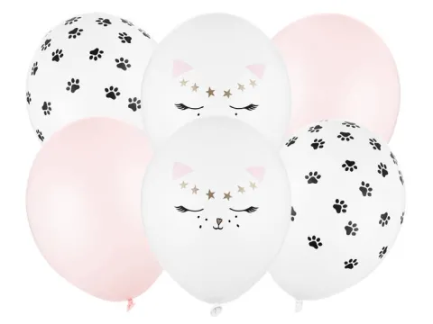 Balony gumowe 12" KOTEK 6 szt.
