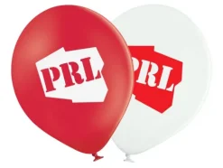 Balony gumowe z nadrukiem PRL - 12 cali biało czerwone - 6 szt.