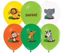 Balony gumowe z nadrukiem Safari Dżungla 30 cm 5 szt.