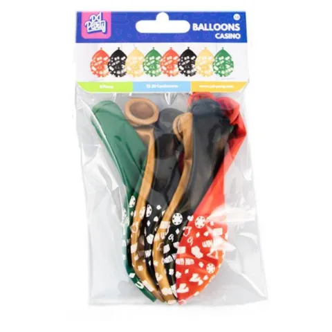Balony lateksowe Casino 30 cm kolorowe z nadrukiem