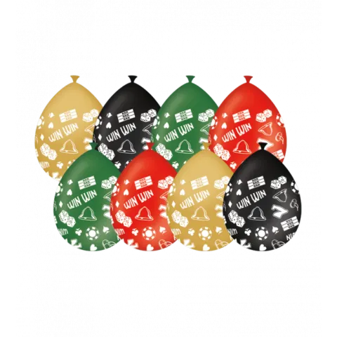 Balony lateksowe Casino 30 cm kolorowe z nadrukiem