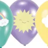 Balony nadruk chmurka słońce tęcza 11 cali 6 szt.