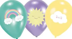 Balony nadruk chmurka słońce tęcza 11 cali 6 szt.