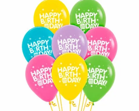 Balony Sempertex Happy Birthday Babeczki 12'' 12 szt Mix kolorów