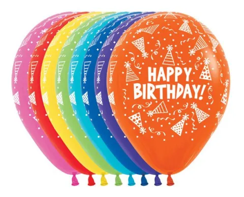 Balony Sempertex Happy Birthday Kapelusze 12'' 50 szt