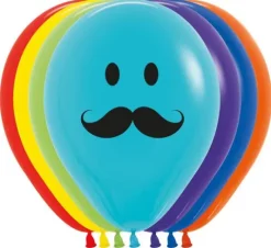 Balony Sempertex Wąsy 12'' 12 szt Mix kolorów