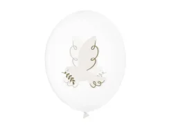 Balony transparentne Gołąbek Komunia Ślub 6 szt.