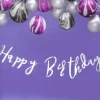 Baner girlanda "Happy Birthday" srebrny