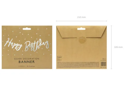 Baner girlanda "Happy Birthday" srebrny