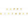 Baner girlanda "Happy Birthday" złoty napis - BIAŁY