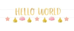 Baner Girlanda Hello World na Baby Shower - Girl