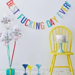 Baner girlanda i balony urodzinowe śmieszny napis BEST DAY