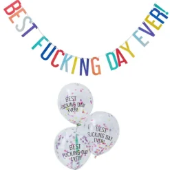 Baner girlanda i balony urodzinowe śmieszny napis BEST DAY