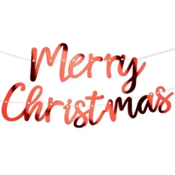 Baner "Merry Christmas" czerwony metalizowany 200 cm