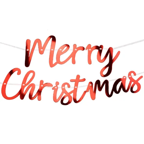 Baner "Merry Christmas" czerwony metalizowany 200 cm