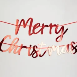 Baner "Merry Christmas" czerwony metalizowany 200 cm