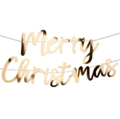 Baner "Merry Christmas" ZŁOTY metalizowany 200 cm