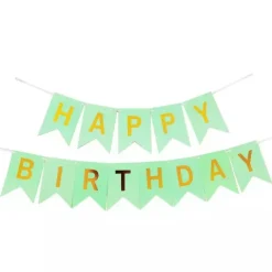 Baner girlanda "Happy Birthday" flagi miętowy