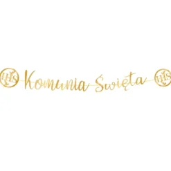 Baner girlanda Komunia Święta złoty napis 150 cm