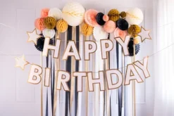 Baner girlanda urodzinowa "Happy Birthday" złota 220 cm