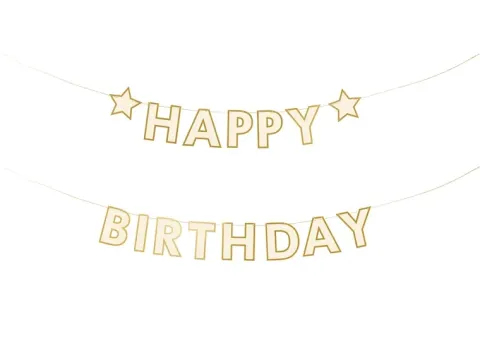 Baner girlanda urodzinowa "Happy Birthday" złota 220 cm