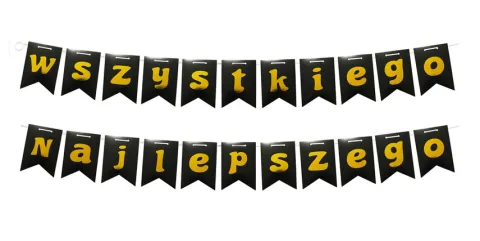 Baner girlanda urodzinowa "Wszystkiego najlepszego" czarny