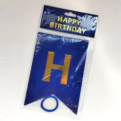 Baner urodzinowy girlanda granatowa "Happy Birthday" Złote litery 180 cm