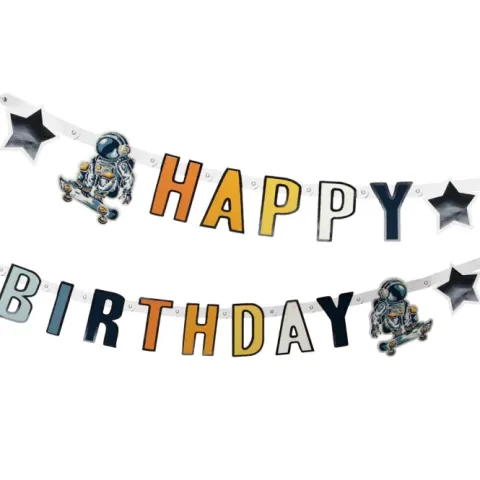 Baner urodzinowy girlanda Happy Birthday kosmos 250 cm