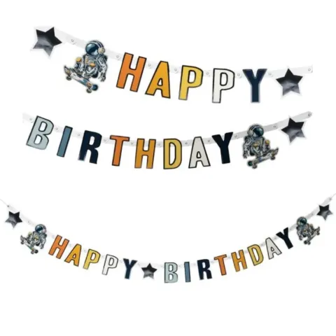 Baner urodzinowy girlanda Happy Birthday kosmos 250 cm